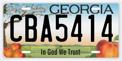 GA license plate CBA5414