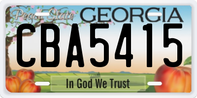 GA license plate CBA5415