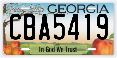 GA license plate CBA5419