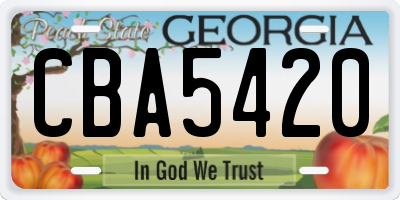 GA license plate CBA5420