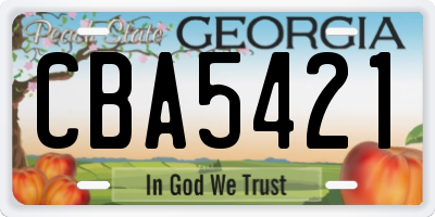 GA license plate CBA5421