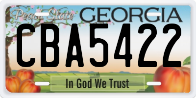 GA license plate CBA5422