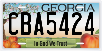GA license plate CBA5424
