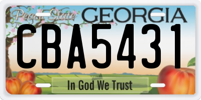 GA license plate CBA5431