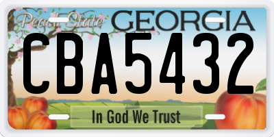 GA license plate CBA5432