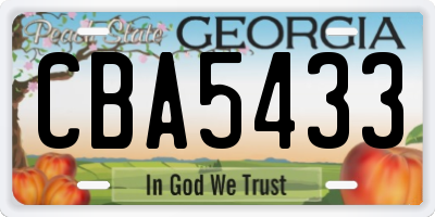 GA license plate CBA5433