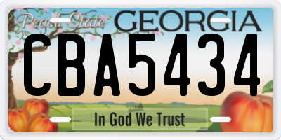 GA license plate CBA5434
