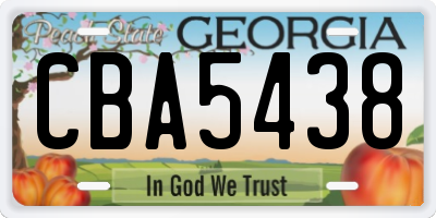 GA license plate CBA5438