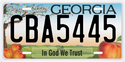 GA license plate CBA5445