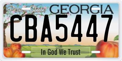 GA license plate CBA5447