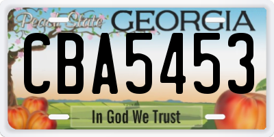 GA license plate CBA5453