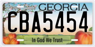 GA license plate CBA5454