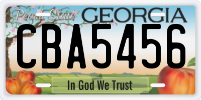 GA license plate CBA5456