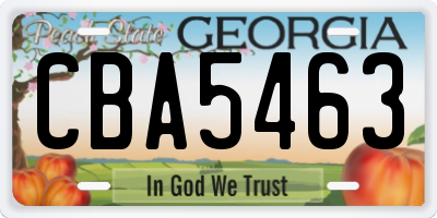 GA license plate CBA5463