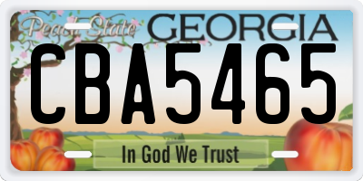 GA license plate CBA5465