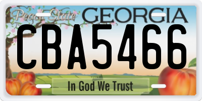 GA license plate CBA5466