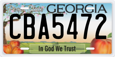 GA license plate CBA5472