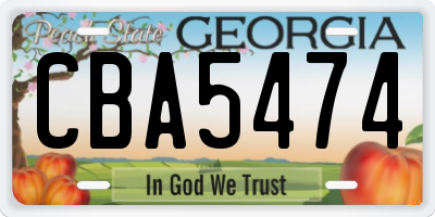 GA license plate CBA5474