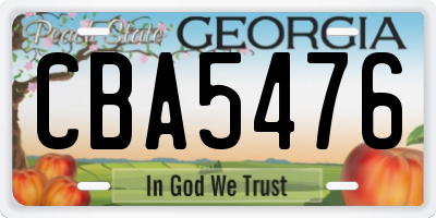 GA license plate CBA5476