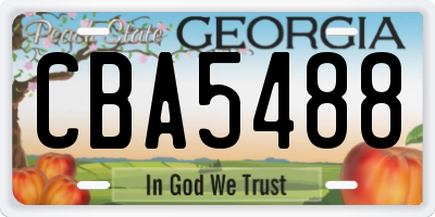 GA license plate CBA5488