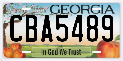 GA license plate CBA5489