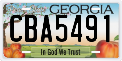 GA license plate CBA5491