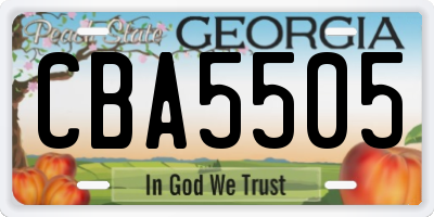 GA license plate CBA5505