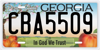 GA license plate CBA5509