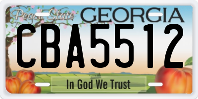 GA license plate CBA5512