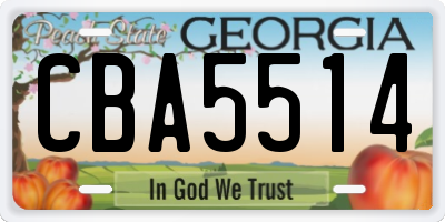 GA license plate CBA5514