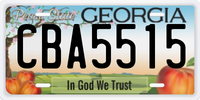 GA license plate CBA5515