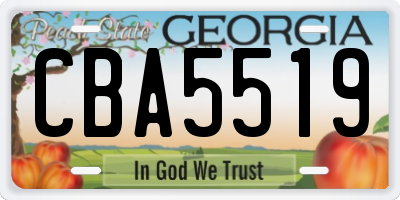 GA license plate CBA5519