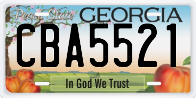 GA license plate CBA5521