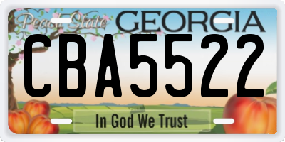 GA license plate CBA5522