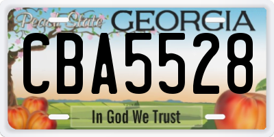 GA license plate CBA5528