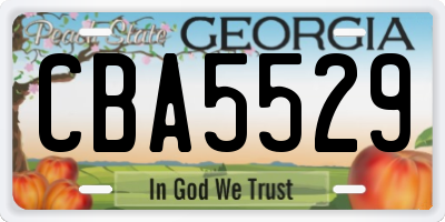 GA license plate CBA5529