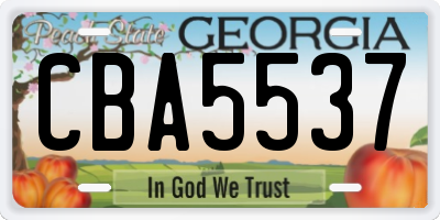 GA license plate CBA5537
