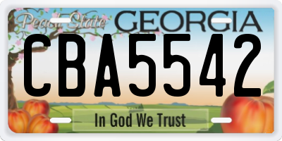 GA license plate CBA5542