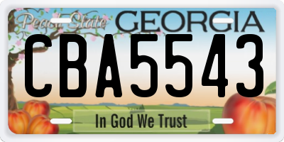 GA license plate CBA5543