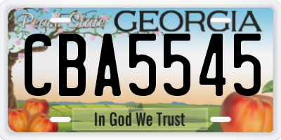 GA license plate CBA5545