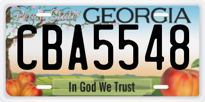 GA license plate CBA5548