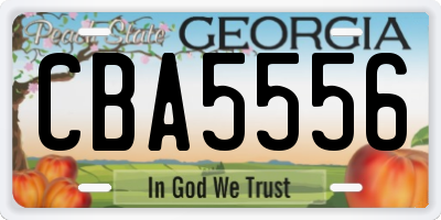 GA license plate CBA5556