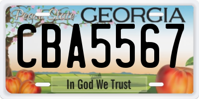 GA license plate CBA5567