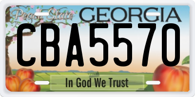 GA license plate CBA5570
