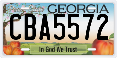 GA license plate CBA5572
