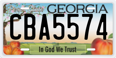 GA license plate CBA5574