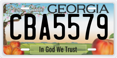 GA license plate CBA5579