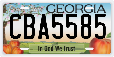 GA license plate CBA5585