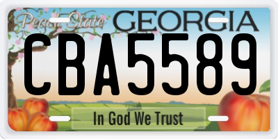 GA license plate CBA5589