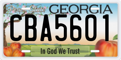 GA license plate CBA5601